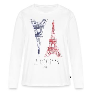 Je m'en F**s (I don't give a f*ck) - Frauen Premium Bio Langarmshirt - Weiß - Vorne - Julia (174cm)