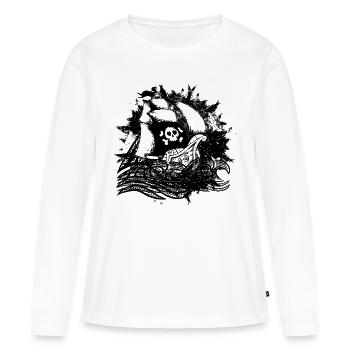 Bateau pirate pirate cadeau Jolly Roger - T-shirt manches longues Premium bio Femme - blanc - Devant - Julia (174cm)