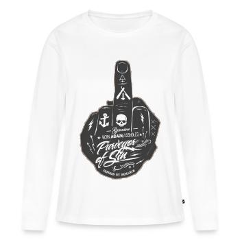 médius - T-shirt manches longues Premium bio Femme - blanc - Devant - Julia (174cm)