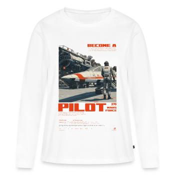 PILOTE MARTIEN - T-shirt manches longues Premium bio Femme - blanc - Devant - Julia (174cm)