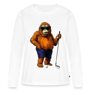 Affe Golfspieler - Frauen Premium Bio Langarmshirt - Weiß - Vorne - Julia (174cm)