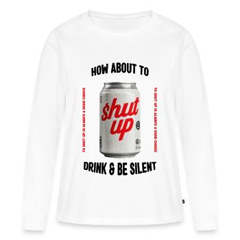 Shut Up Tin – Imprimé rétro provocateur - T-shirt manches longues Premium bio Femme - blanc - Devant - Julia (174cm)