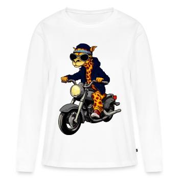 Girafes moto - T-shirt manches longues Premium bio Femme - blanc - Devant - Julia (174cm)