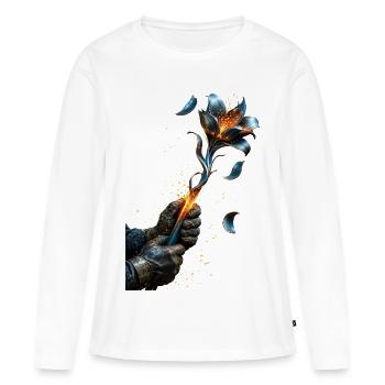 Electric Blue Ember Flower - Women's Premium Organic Long Sleeve Shirt - white - Front - Julia (174cm)