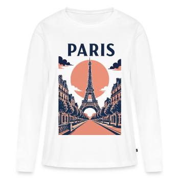 Paris Eiffel Sonnenuntergang - Frauen Premium Bio Langarmshirt - Weiß - Vorne - Julia (174cm)