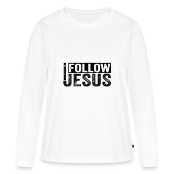 Masque de Jésus-Christ Je suis les chrétiens de Jésus - T-shirt manches longues Premium bio Femme - blanc - Devant - Julia (174cm)