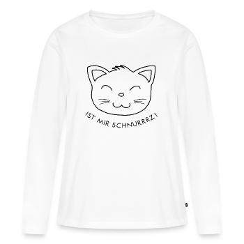 Ist mir schnurrrz! (schwarz) - Frauen Premium Bio Langarmshirt - Weiß - Vorne - Julia (174cm)