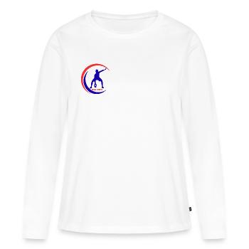 GIDAGI Fitness - T-shirt manches longues Premium bio Femme - blanc - Devant - Julia (174cm)