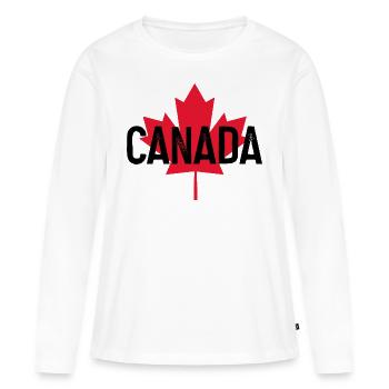 Canada Feuille d’érable - T-shirt manches longues Premium bio Femme - blanc - Devant - Julia (174cm)
