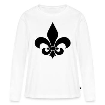 FLEUR DE LIS SHIRT - Women's Premium Organic Long Sleeve Shirt - white - Front - Julia (174cm)