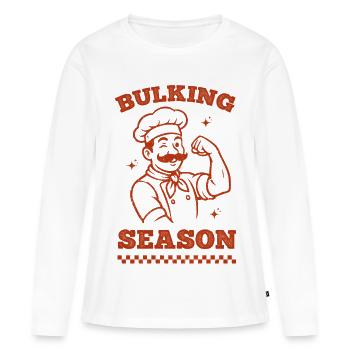 Saison de prise de masse - T-shirt manches longues Premium bio Femme - blanc - Devant - Julia (174cm)