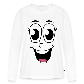 Visage heureux - T-shirt manches longues Premium bio Femme - blanc - Devant - Julia (174cm)