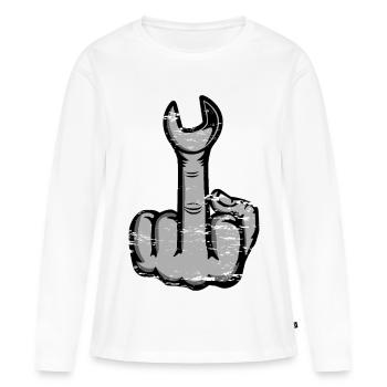 Middle finger stinker finger wrench used - Women's Premium Organic Long Sleeve Shirt - white - Front - Julia (174cm)