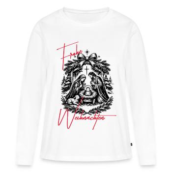 Crèche - T-shirt manches longues Premium bio Femme - blanc - Devant - Julia (174cm)