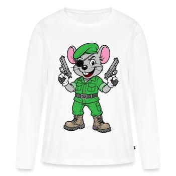 Bewaffneter Maus-Ranger - Frauen Premium Bio Langarmshirt - Weiß - Vorne - Julia (174cm)