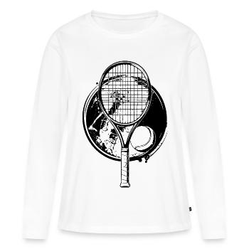 Tennisschläger Tennisball einfarbig schwarz Tennis - Frauen Premium Bio Langarmshirt - Weiß - Vorne - Julia (174cm)