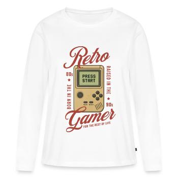 Retro Gamer 80er 90er Gaming Nostalgie - Frauen Premium Bio Langarmshirt - Weiß - Vorne - Julia (174cm)
