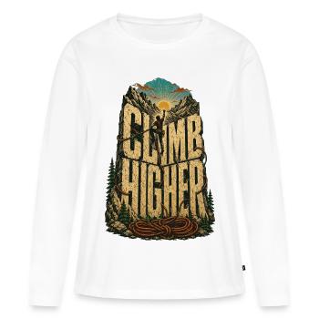 Escalade plus haute de l’alpinisme Escalade des montagnes sommetées - T-shirt manches longues Premium bio Femme - blanc - Devant - Julia (174cm)