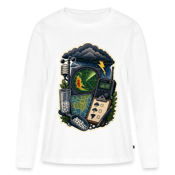 Carte d’observation des tempêtes Nuages radio - T-shirt manches longues Premium bio Femme - blanc - Devant - Julia (174cm)