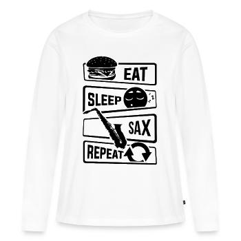 Eat Sleep Sax Répétition - saxophone saxophone Instrument - T-shirt manches longues Premium bio Femme - blanc - Devant - Julia (174cm)