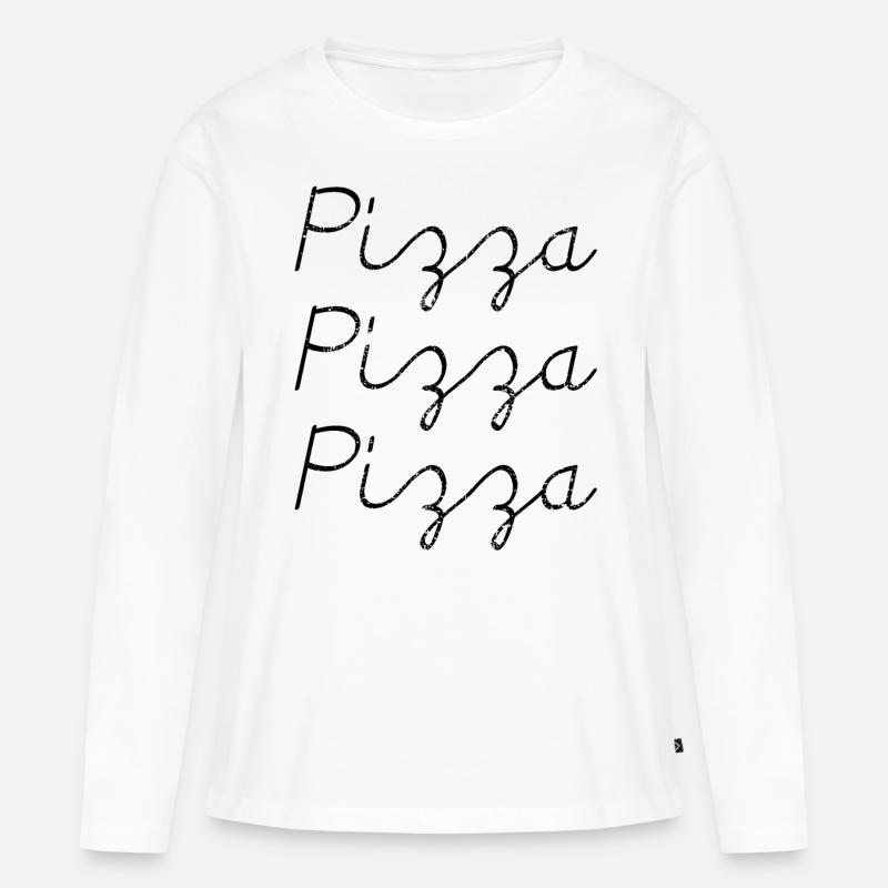 Pizza PiZZa PIZZA - Frauen Premium Bio Langarmshirt - Weiß