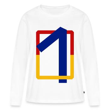 Dix angulaires - T-shirt manches longues Premium bio Femme - blanc - Devant - Julia (174cm)