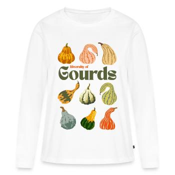 Diversité des gourdes - T-shirt manches longues Premium bio Femme - blanc - Devant - Julia (174cm)