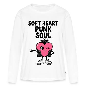 Weiches Herz mit Punkseele - Frauen Premium Bio Langarmshirt - Weiß - Vorne - Julia (174cm)
