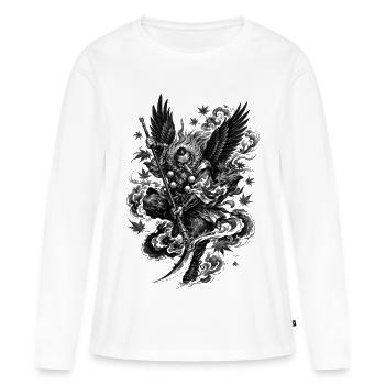 Tengu japonais dans le style de tatouage Irezumi - T-shirt manches longues Premium bio Femme - blanc - Devant - Julia (174cm)