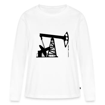 Voici l'huile pour les voitures - T-shirt manches longues Premium bio Femme - blanc - Devant - Julia (174cm)