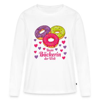Meilleur boulanger du monde - T-shirt manches longues Premium bio Femme - blanc - Devant - Julia (174cm)