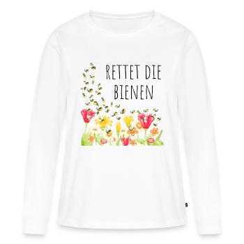 Rettet die Bienen - Frauen Premium Bio Langarmshirt - Weiß - Vorne - Julia (174cm)