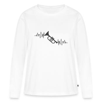 Trompete Herzschlag Musik Trompetenspieler - Frauen Premium Bio Langarmshirt - Weiß - Vorne - Julia (174cm)