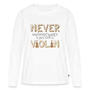 Cadeau d'instrument de musique violon fille violon - T-shirt manches longues Premium bio Femme - blanc - Devant - Julia (174cm)