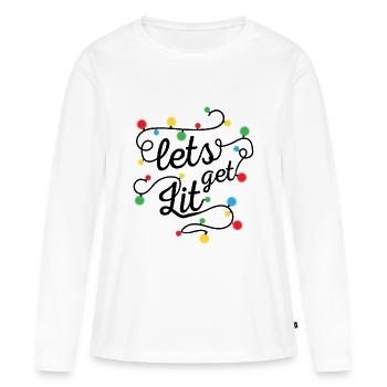 Boisson de Noël allume des ampoules sur un cadeau - T-shirt manches longues Premium bio Femme - blanc - Devant - Julia (174cm)