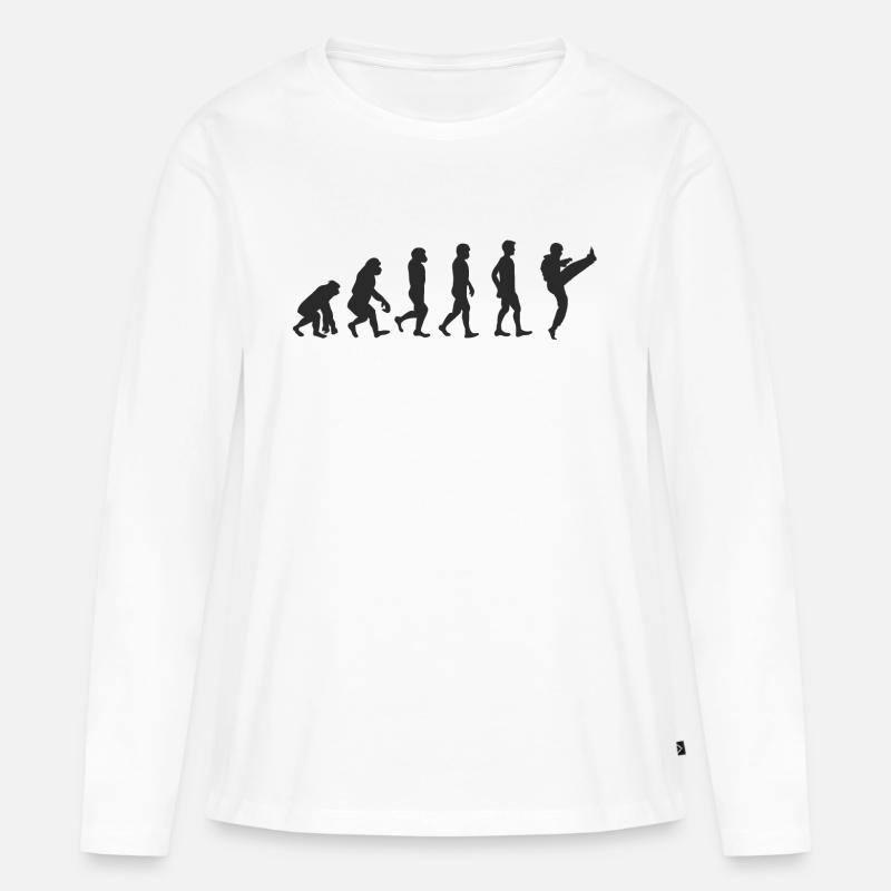 Evolution Karate - Frauen Premium Bio Langarmshirt - Weiß