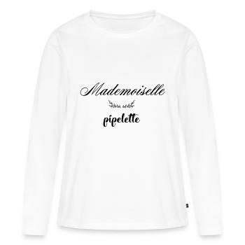 MADEMOISELLE PIPELETTE - T-shirt manches longues Premium bio Femme - blanc - Devant - Julia (174cm)