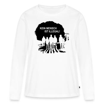 030 - kein mensch ist illegal - Frauen Premium Bio Langarmshirt - Weiß - Vorne - Julia (174cm)