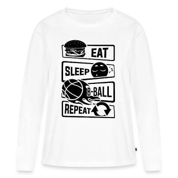 Eat Sleep Basketball Répétition - Jeux B-Ball - T-shirt manches longues Premium bio Femme - blanc - Devant - Julia (174cm)
