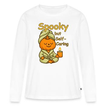 Spooky pumpkin at self-care wellness - Women's Premium Organic Long Sleeve Shirt - white - Front - Julia (174cm)