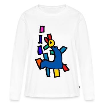 Dino - T-shirt manches longues Premium bio Femme - blanc - Devant - Julia (174cm)