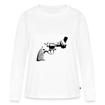 pistole pazifist frieden plakat Poster No war anti - Frauen Premium Bio Langarmshirt - Weiß - Vorne - Julia (174cm)