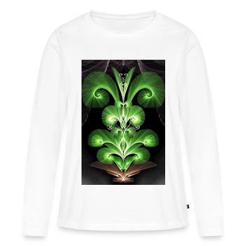 Fougère magique royale Énergie vitale Motivation - T-shirt manches longues Premium bio Femme - blanc - Devant - Julia (174cm)