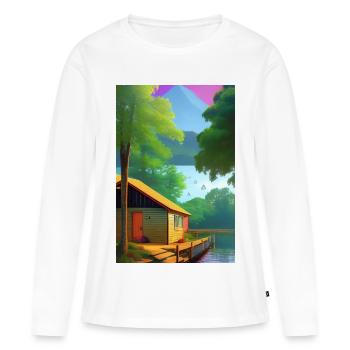 Charmante cabane au bord du lac - T-shirt manches longues Premium bio Femme - blanc - Devant - Julia (174cm)