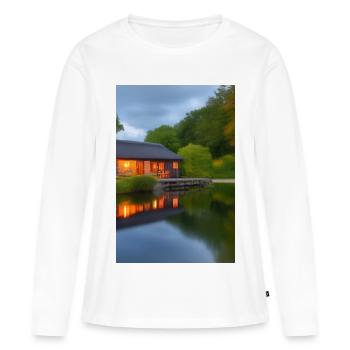Charmante cabane au bord du lac - T-shirt manches longues Premium bio Femme - blanc - Devant - Julia (174cm)
