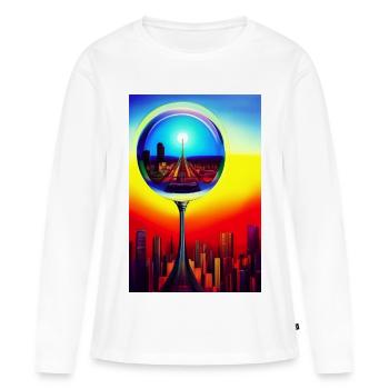Sphère de la ville - T-shirt manches longues Premium bio Femme - blanc - Devant - Julia (174cm)
