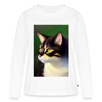 Katzen Bild - Frauen Premium Bio Langarmshirt - Weiß - Vorne - Julia (174cm)
