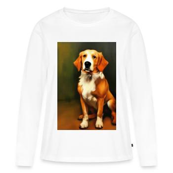 Hunde Bild - Frauen Premium Bio Langarmshirt - Weiß - Vorne - Julia (174cm)