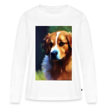 Hunde Bild - Frauen Premium Bio Langarmshirt - Weiß - Vorne - Julia (174cm)