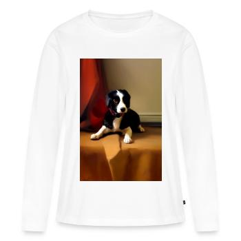 Hunde Bild - Frauen Premium Bio Langarmshirt - Weiß - Vorne - Julia (174cm)